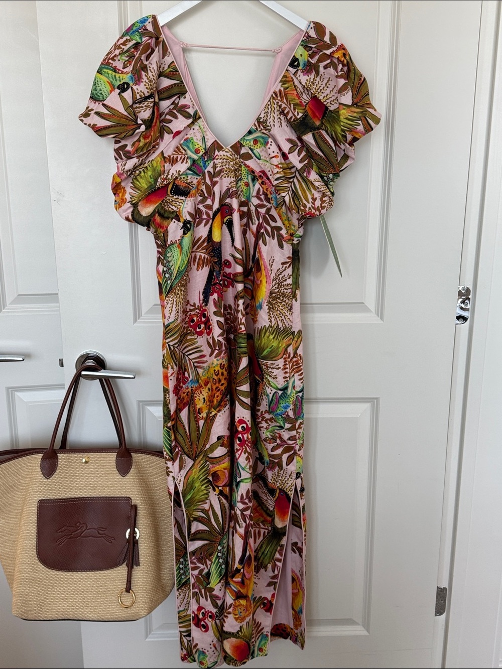 FARM Rio Into The Jungle Pink Sleeveless Midi Dress